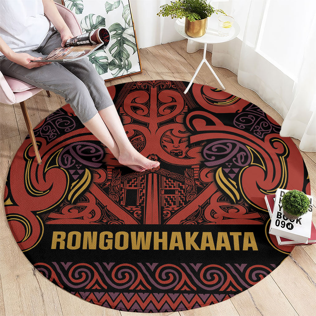 Aotearoa Iwi Rongowhakaata Round Carpet Maori Wharenui House Tribal Pattern LT9 - Polynesian Pride