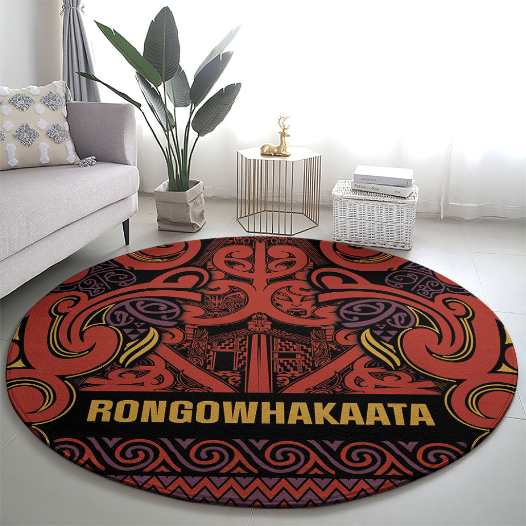 Aotearoa Iwi Rongowhakaata Round Carpet Maori Wharenui House Tribal Pattern LT9 - Polynesian Pride