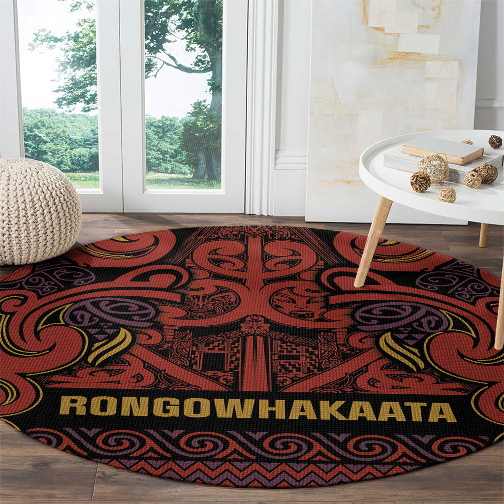 Aotearoa Iwi Rongowhakaata Round Carpet Maori Wharenui House Tribal Pattern LT9 - Polynesian Pride