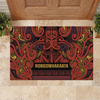Aotearoa Iwi Rongowhakaata Rubber Doormat Maori Wharenui House Tribal Pattern LT9 Brick Red - Polynesian Pride