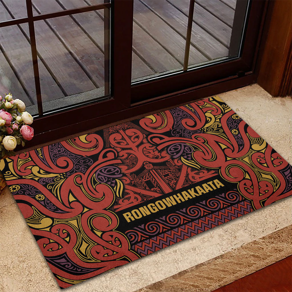 Aotearoa Iwi Rongowhakaata Rubber Doormat Maori Wharenui House Tribal Pattern LT9 - Polynesian Pride