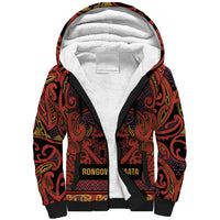 Aotearoa Iwi Rongowhakaata Sherpa Hoodie Maori Wharenui House Tribal Pattern LT9 Unisex Brick Red - Polynesian Pride