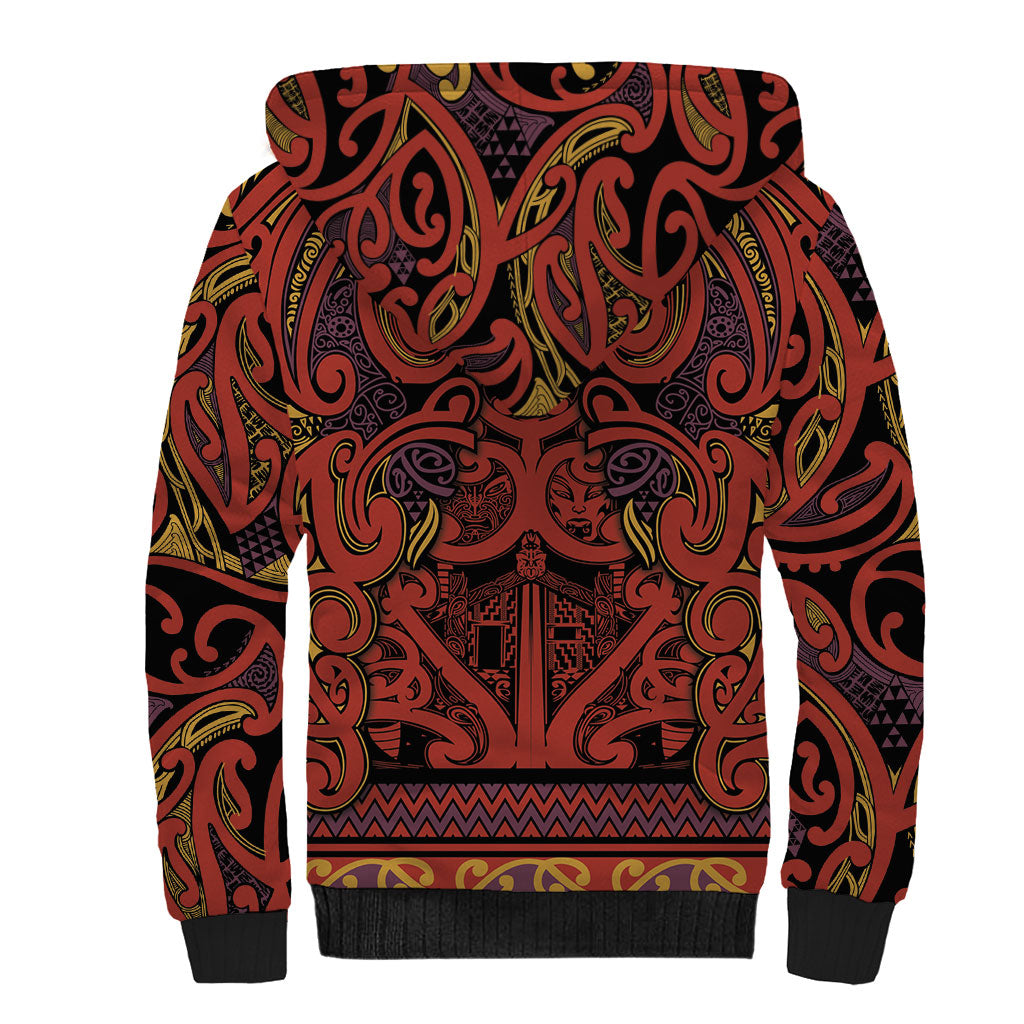 Aotearoa Iwi Rongowhakaata Sherpa Hoodie Maori Wharenui House Tribal Pattern LT9 - Polynesian Pride
