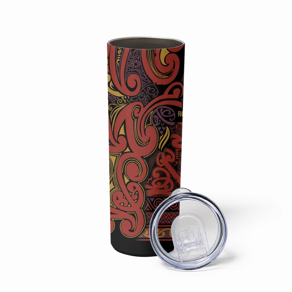 Aotearoa Iwi Rongowhakaata Skinny Tumbler Maori Wharenui House Tribal Pattern LT9 - Polynesian Pride