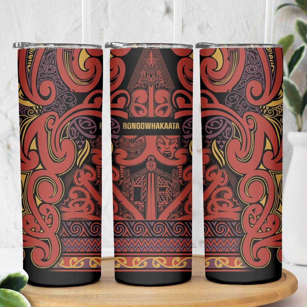 Aotearoa Iwi Rongowhakaata Skinny Tumbler Maori Wharenui House Tribal Pattern LT9 - Polynesian Pride