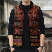 Aotearoa Iwi Rongowhakaata Sleeveless Puffer Jacket Maori Wharenui House Tribal Pattern LT9 - Polynesian Pride