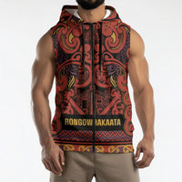 Aotearoa Iwi Rongowhakaata Sleeveless Zip Hoodie Maori Wharenui House Tribal Pattern LT9 - Polynesian Pride