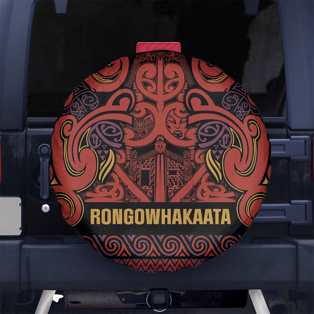 Aotearoa Iwi Rongowhakaata Spare Tire Cover Maori Wharenui House Tribal Pattern LT9 No hole Brick Red - Polynesian Pride
