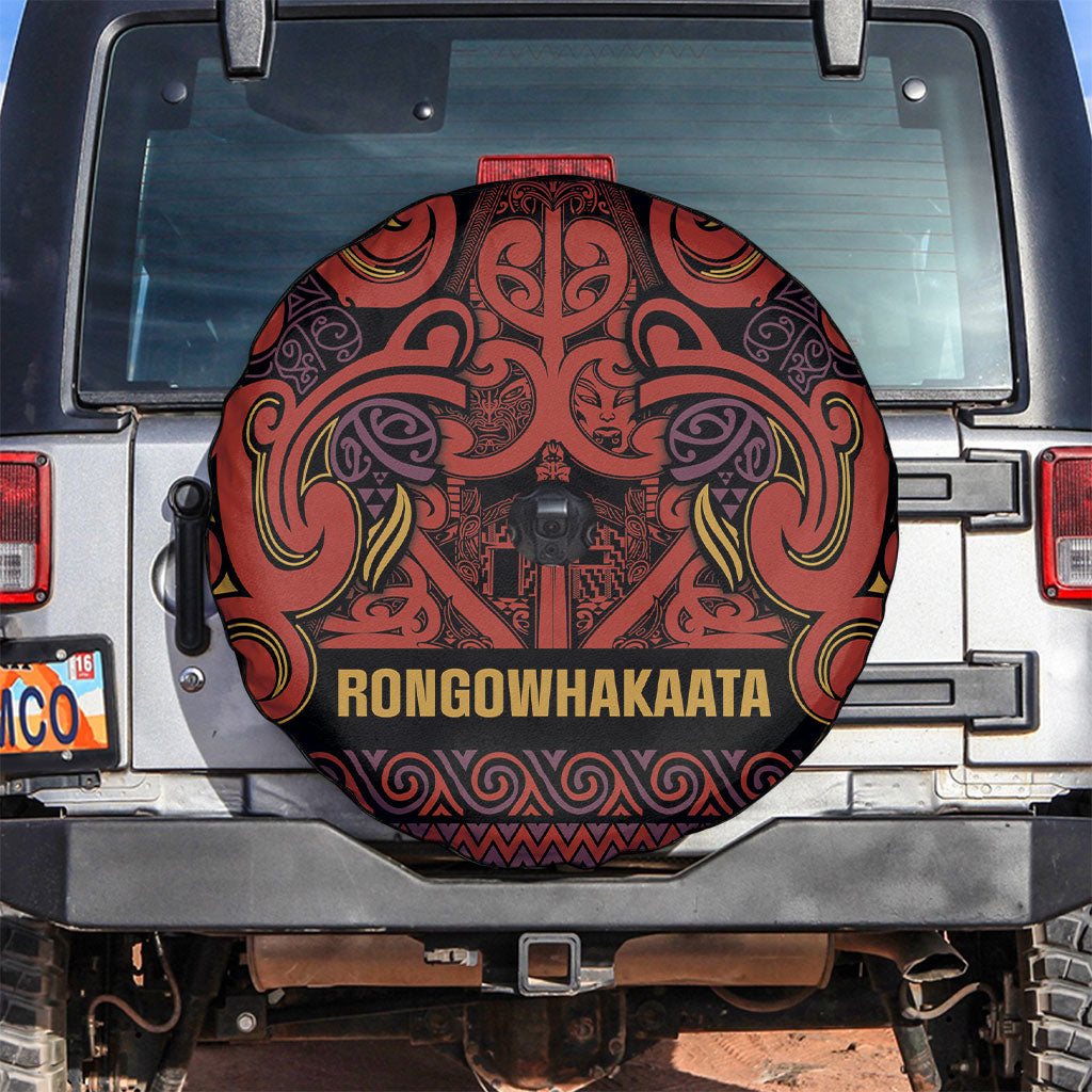 Aotearoa Iwi Rongowhakaata Spare Tire Cover Maori Wharenui House Tribal Pattern LT9 Brick Red - Polynesian Pride