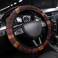Aotearoa Iwi Rongowhakaata Steering Wheel Cover Maori Wharenui House Tribal Pattern LT9 Universal Fit Brick Red - Polynesian Pride