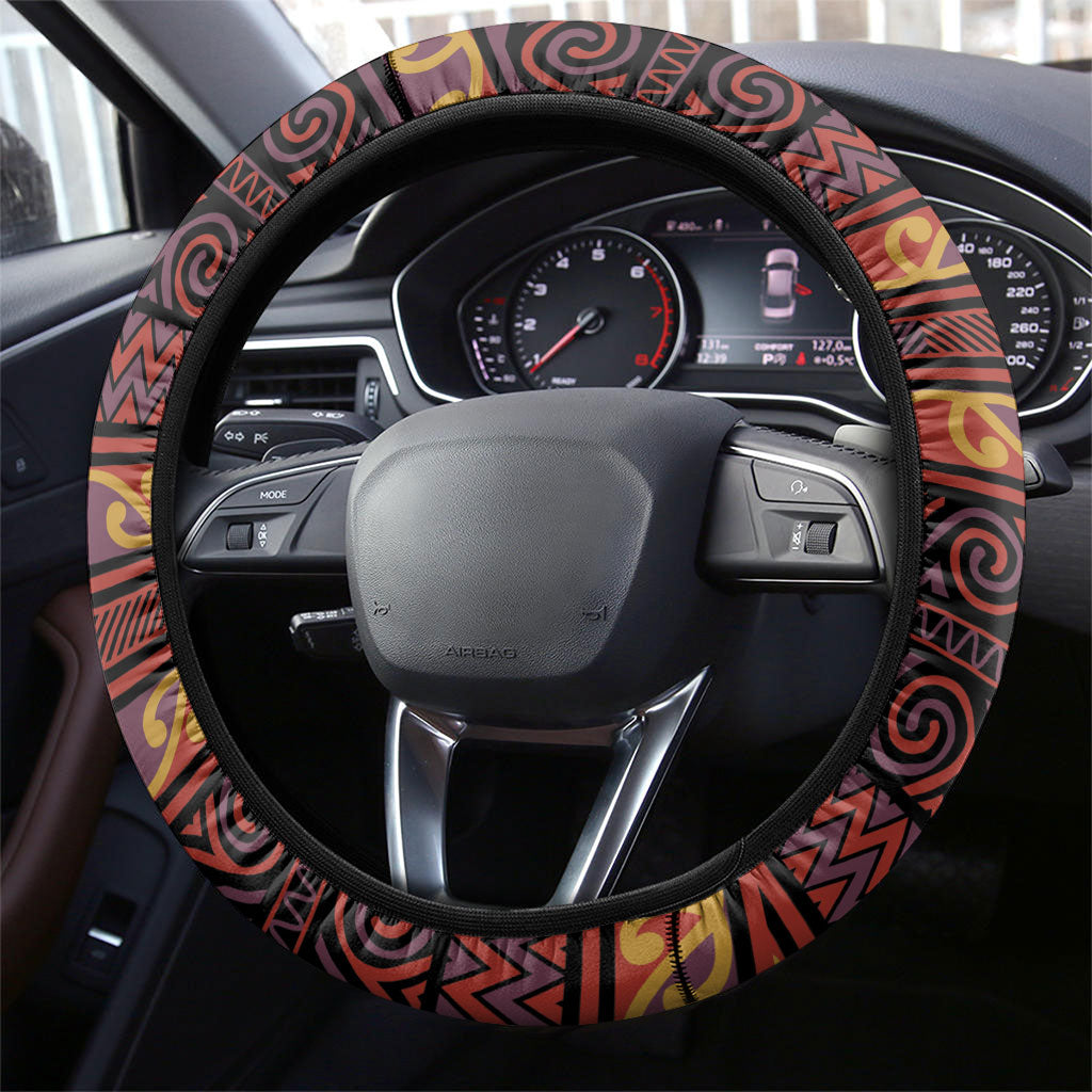 Aotearoa Iwi Rongowhakaata Steering Wheel Cover Maori Wharenui House Tribal Pattern LT9 - Polynesian Pride