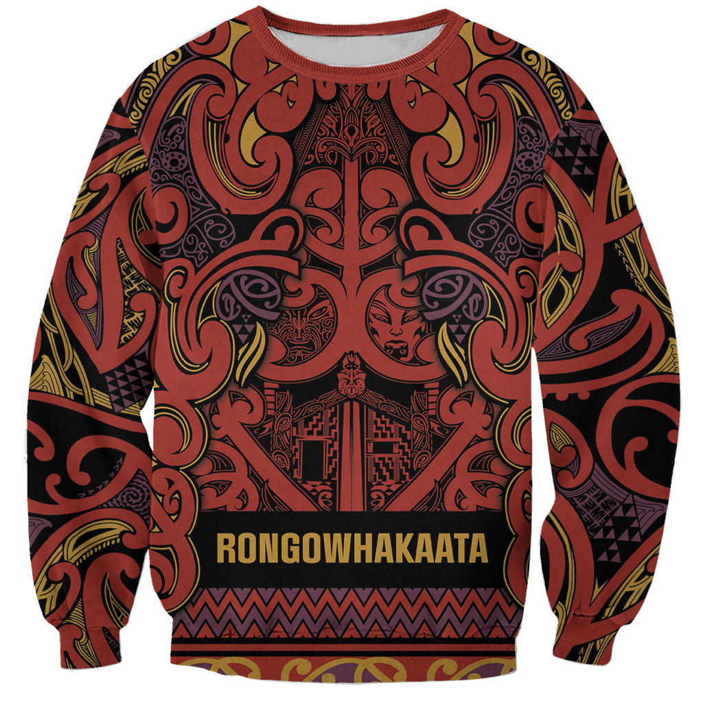 Aotearoa Iwi Rongowhakaata Sweatshirt Maori Wharenui House Tribal Pattern LT9 Unisex Brick Red - Polynesian Pride