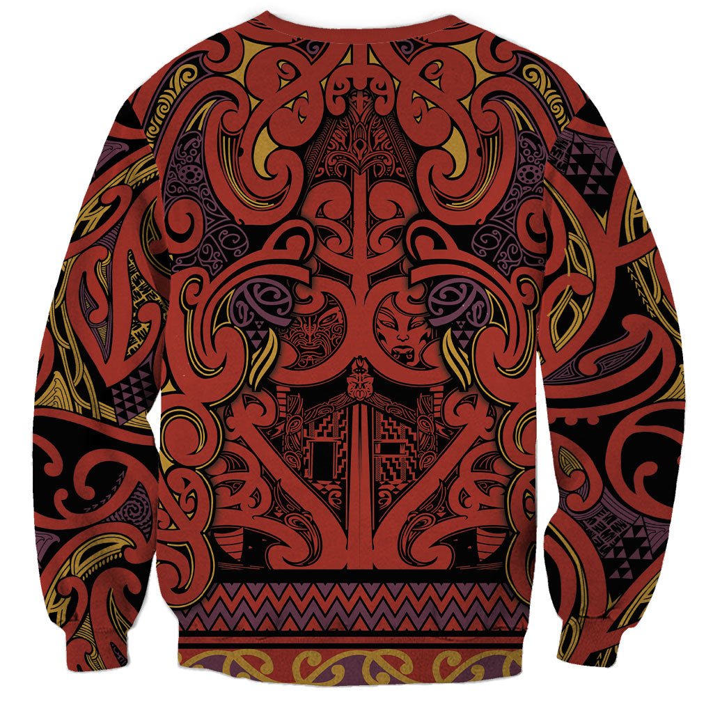 Aotearoa Iwi Rongowhakaata Sweatshirt Maori Wharenui House Tribal Pattern