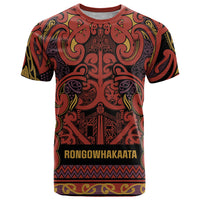 Aotearoa Iwi Rongowhakaata T Shirt Maori Wharenui House Tribal Pattern