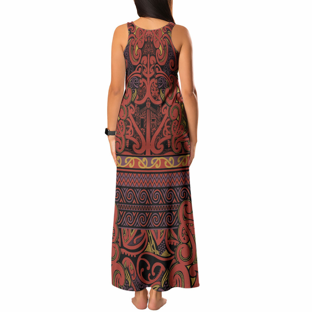 Aotearoa Iwi Rongowhakaata Tank Maxi Dress Maori Wharenui House Tribal Pattern LT9 - Polynesian Pride