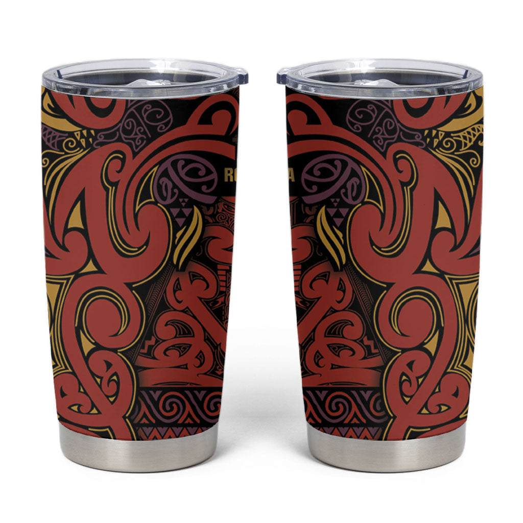 Aotearoa Iwi Rongowhakaata Tumbler Cup Maori Wharenui House Tribal Pattern LT9 Brick Red - Polynesian Pride