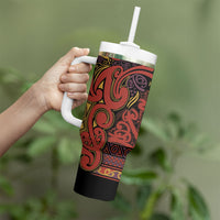 Aotearoa Iwi Rongowhakaata Tumbler With Handle Maori Wharenui House Tribal Pattern LT9 - Polynesian Pride