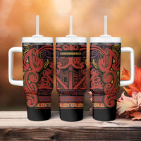 Aotearoa Iwi Rongowhakaata Tumbler With Handle Maori Wharenui House Tribal Pattern LT9 - Polynesian Pride