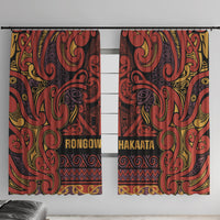 Aotearoa Iwi Rongowhakaata Window Curtain Maori Wharenui House Tribal Pattern LT9 With Hooks Brick Red - Polynesian Pride