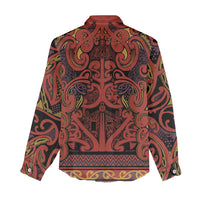 Aotearoa Iwi Rongowhakaata Women Casual Shirt Maori Wharenui House Tribal Pattern