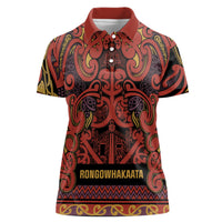 Aotearoa Iwi Rongowhakaata Women Polo Shirt Maori Wharenui House Tribal Pattern LT9 Female Brick Red - Polynesian Pride