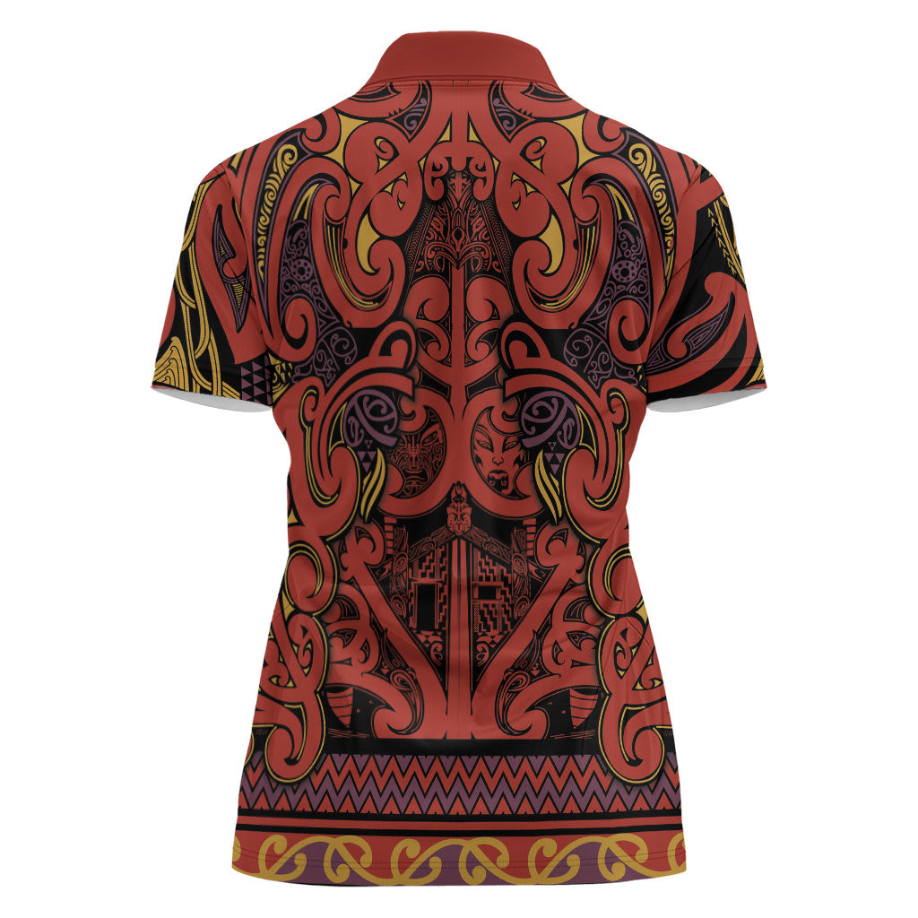 Aotearoa Iwi Rongowhakaata Women Polo Shirt Maori Wharenui House Tribal Pattern LT9 - Polynesian Pride