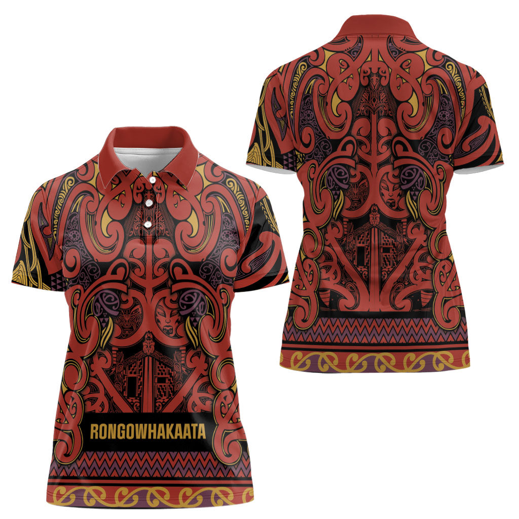 Aotearoa Iwi Rongowhakaata Women Polo Shirt Maori Wharenui House Tribal Pattern LT9 - Polynesian Pride