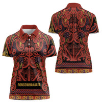 Aotearoa Iwi Rongowhakaata Women Polo Shirt Maori Wharenui House Tribal Pattern LT9 - Polynesian Pride
