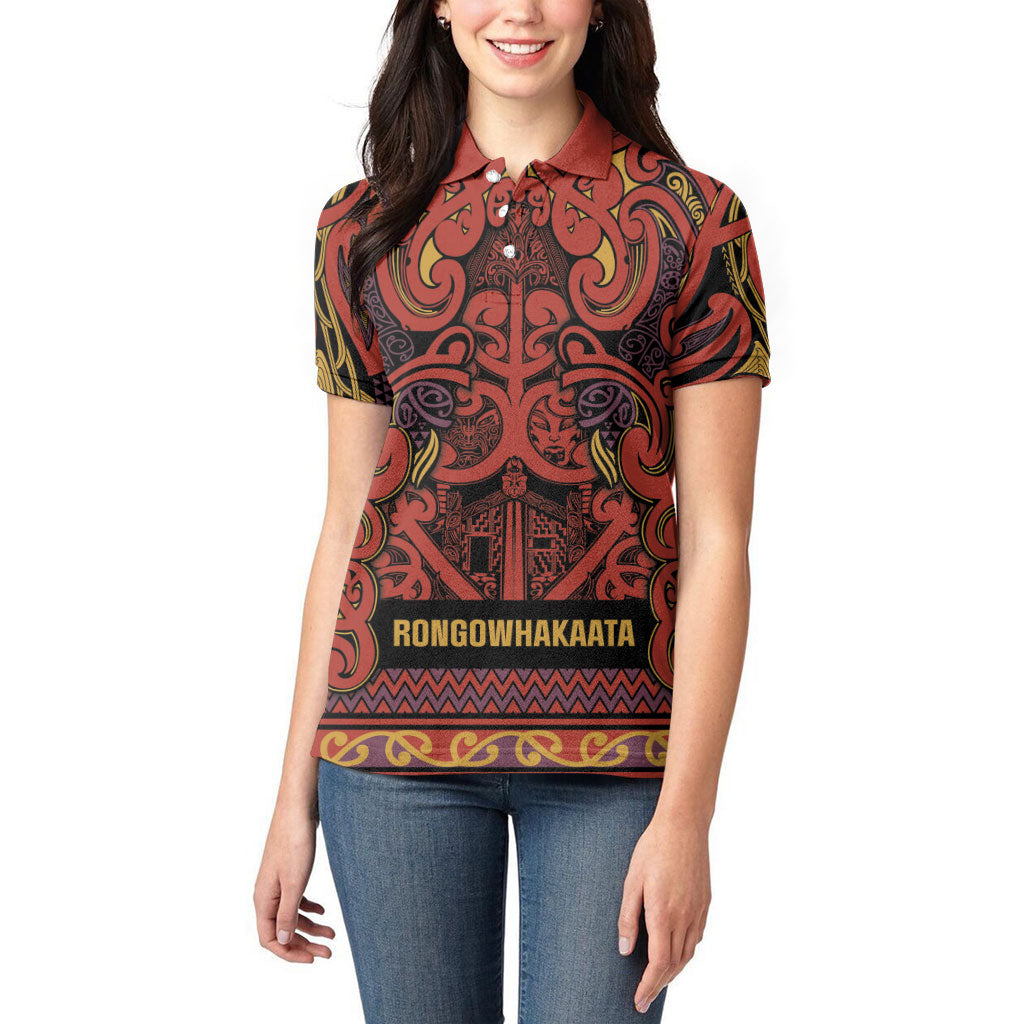 Aotearoa Iwi Rongowhakaata Women Polo Shirt Maori Wharenui House Tribal Pattern LT9 - Polynesian Pride