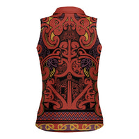Aotearoa Iwi Rongowhakaata Women Sleeveless Polo Shirt Maori Wharenui House Tribal Pattern LT9 - Polynesian Pride