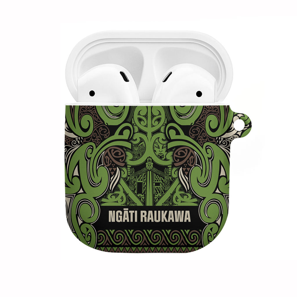 Aotearoa Iwi Ngati Raukawa AirPods Case Maori Wharenui House Tribal Pattern LT9 Olive green - Polynesian Pride
