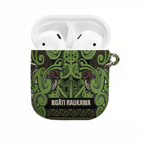 Aotearoa Iwi Ngati Raukawa AirPods Case Maori Wharenui House Tribal Pattern LT9 Olive green - Polynesian Pride