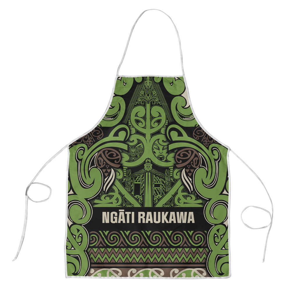 Aotearoa Iwi Ngati Raukawa Apron Maori Wharenui House Tribal Pattern LT9 Olive green - Polynesian Pride