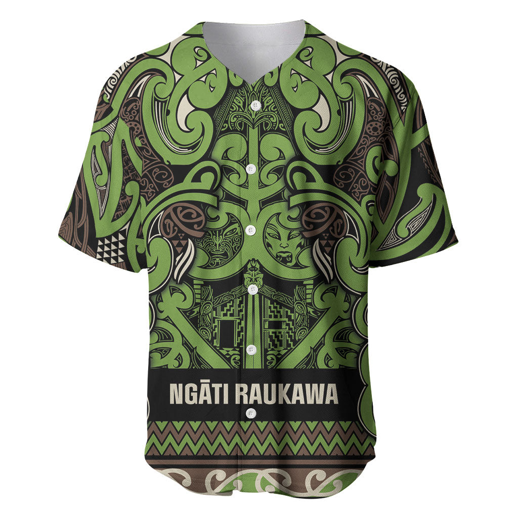 Aotearoa Iwi Ngati Raukawa Baseball Jersey Maori Wharenui House Tribal Pattern LT9 Olive green - Polynesian Pride