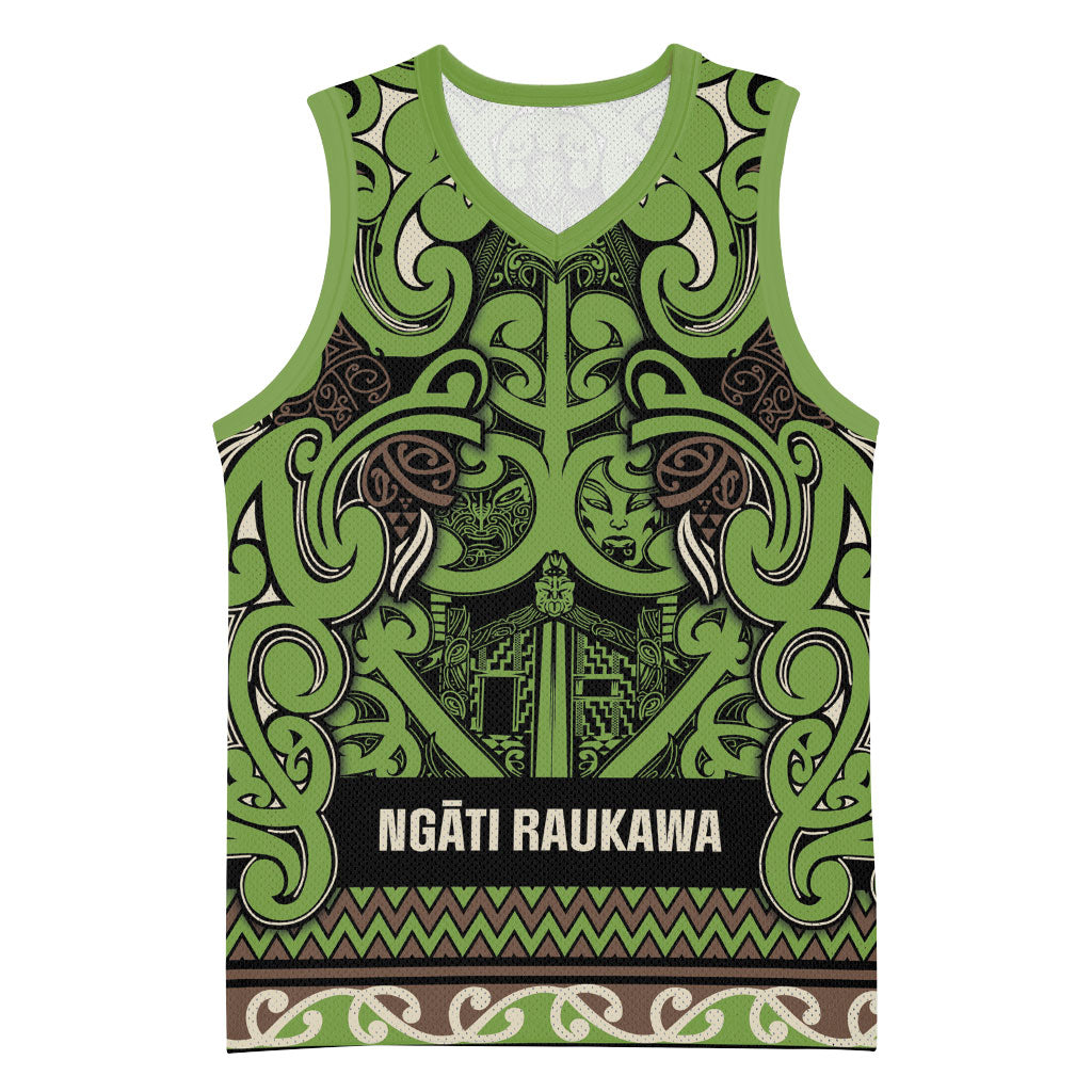 Aotearoa Iwi Ngati Raukawa Basketball Jersey Maori Wharenui House Tribal Pattern LT9 Unisex Olive green - Polynesian Pride