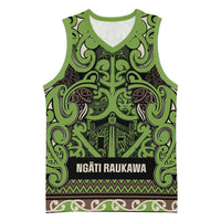Aotearoa Iwi Ngati Raukawa Basketball Jersey Maori Wharenui House Tribal Pattern LT9 Unisex Olive green - Polynesian Pride