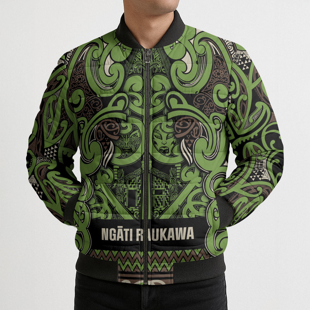 Aotearoa Iwi Ngati Raukawa Bomber Puffer Jacket Maori Wharenui House Tribal Pattern LT9 - Polynesian Pride