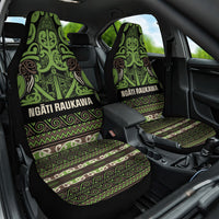 Aotearoa Iwi Ngati Raukawa Car Seat Cover Maori Wharenui House Tribal Pattern LT9 One Size Olive green - Polynesian Pride