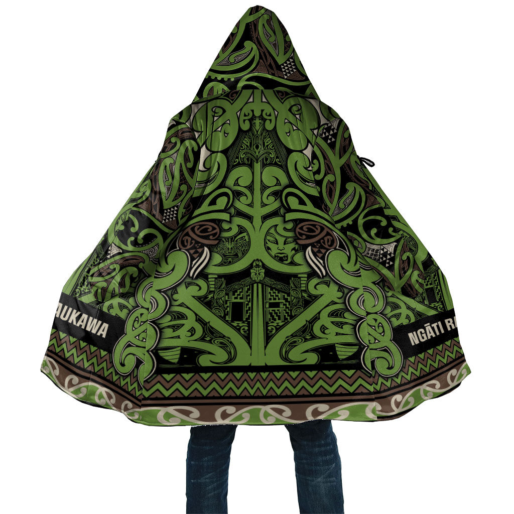 Aotearoa Iwi Ngati Raukawa Cloak Maori Wharenui House Tribal Pattern LT9 Unisex Olive green - Polynesian Pride