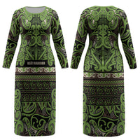 Aotearoa Iwi Ngati Raukawa Couples Matching Long Sleeve Bodycon Dress and Hawaiian Shirt Maori Wharenui House Tribal Pattern LT9 - Polynesian Pride