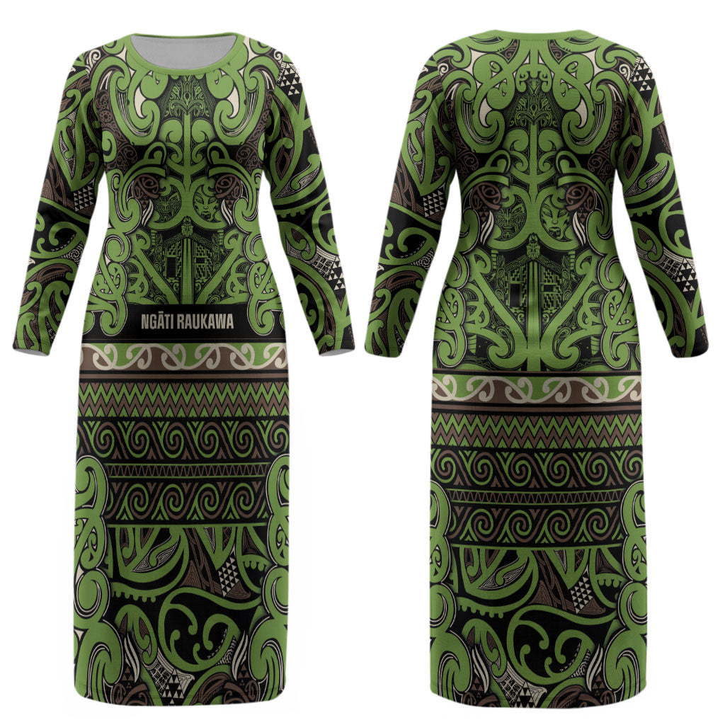 Aotearoa Iwi Ngati Raukawa Couples Matching Long Sleeve Bodycon Dress and Long Sleeve Button Shirt Maori Wharenui House Tribal Pattern LT9 - Polynesian Pride