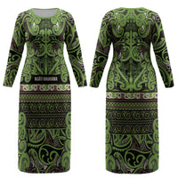 Aotearoa Iwi Ngati Raukawa Couples Matching Long Sleeve Bodycon Dress and Long Sleeve Button Shirt Maori Wharenui House Tribal Pattern LT9 - Polynesian Pride