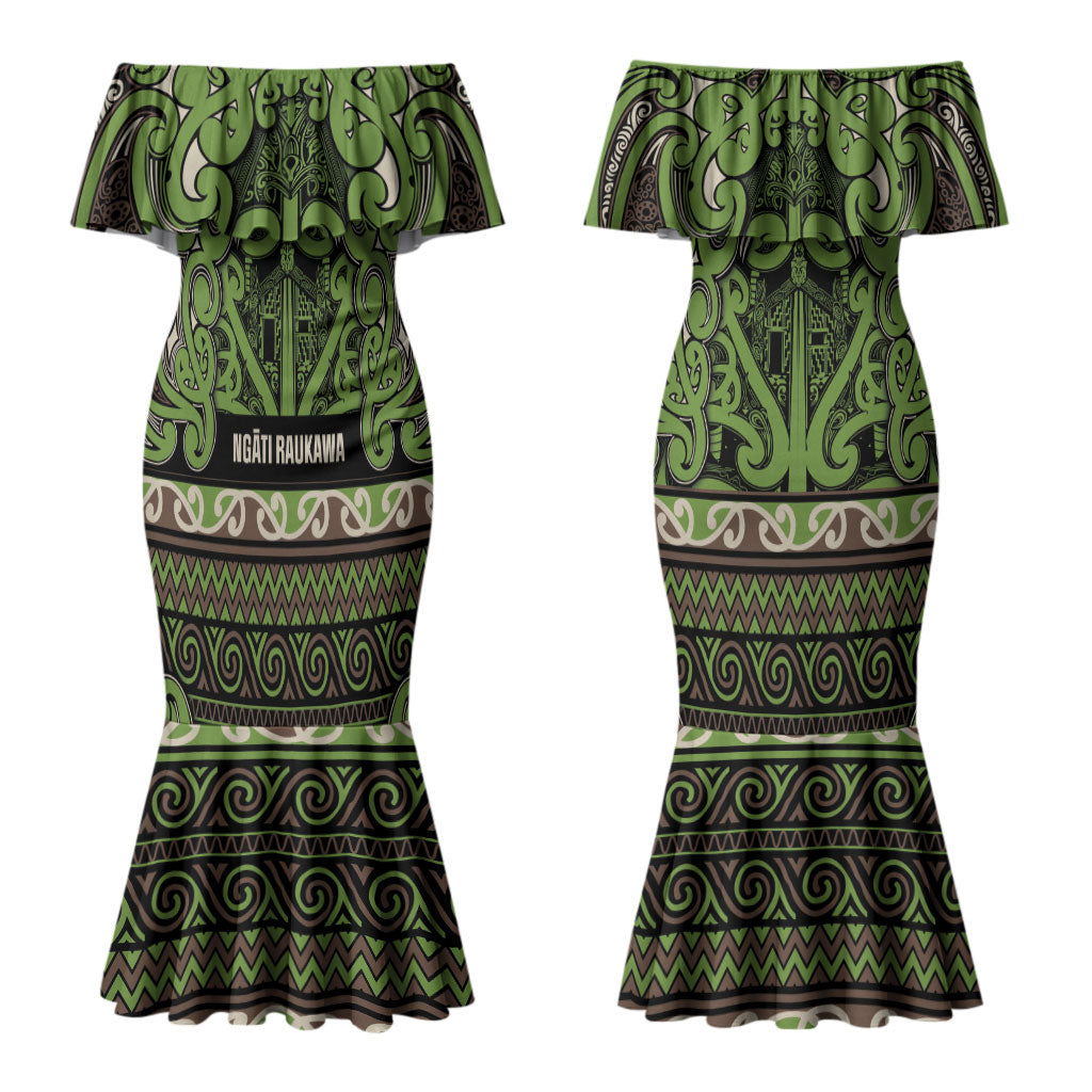 Aotearoa Iwi Ngati Raukawa Couples Matching Mermaid Dress and Hawaiian Shirt Maori Wharenui House Tribal Pattern LT9 - Polynesian Pride