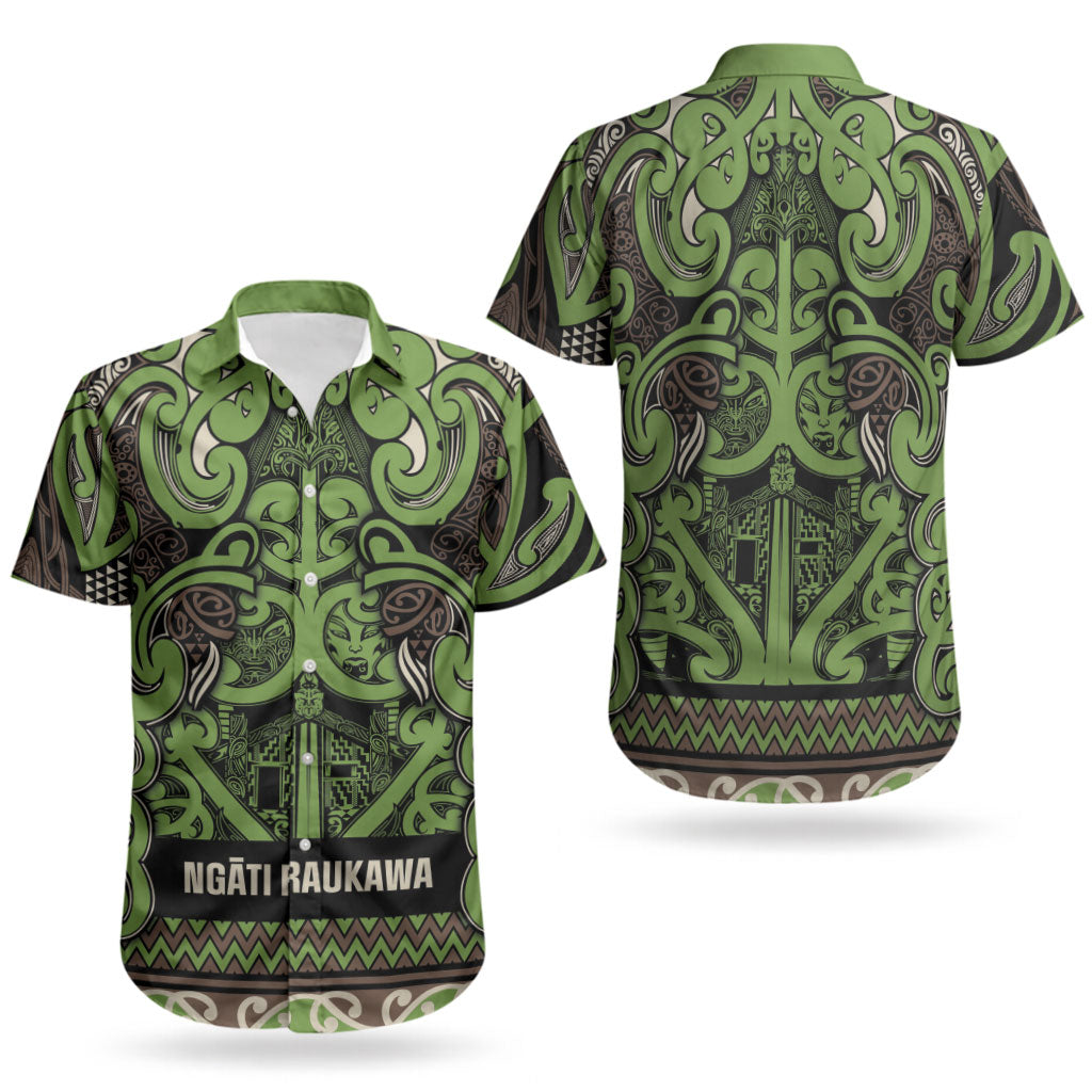 Aotearoa Iwi Ngati Raukawa Couples Matching Off Shoulder Maxi Dress and Hawaiian Shirt Maori Wharenui House Tribal Pattern LT9 - Polynesian Pride