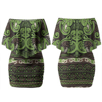 Aotearoa Iwi Ngati Raukawa Couples Matching Off Shoulder Short Dress and Hawaiian Shirt Maori Wharenui House Tribal Pattern LT9 - Polynesian Pride
