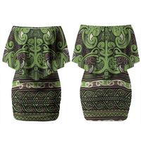 Aotearoa Iwi Ngati Raukawa Couples Matching Off Shoulder Short Dress and Long Sleeve Button Shirt Maori Wharenui House Tribal Pattern LT9 - Polynesian Pride
