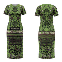 Aotearoa Iwi Ngati Raukawa Couples Matching Short Sleeve Bodycon Dress and Long Sleeve Button Shirt Maori Wharenui House Tribal Pattern LT9 - Polynesian Pride