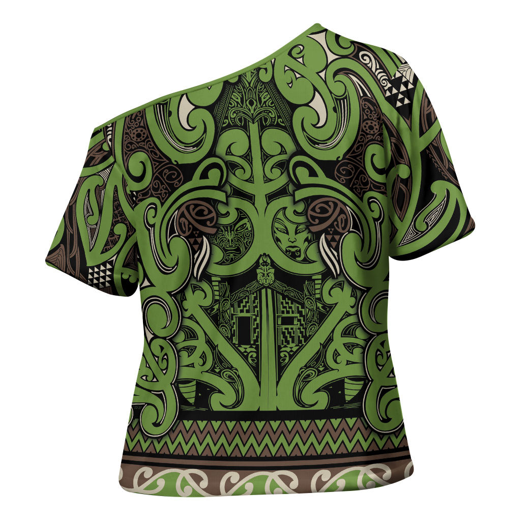 Aotearoa Iwi Ngati Raukawa Cross Shoulder Shirt Maori Wharenui House Tribal Pattern LT9 - Polynesian Pride