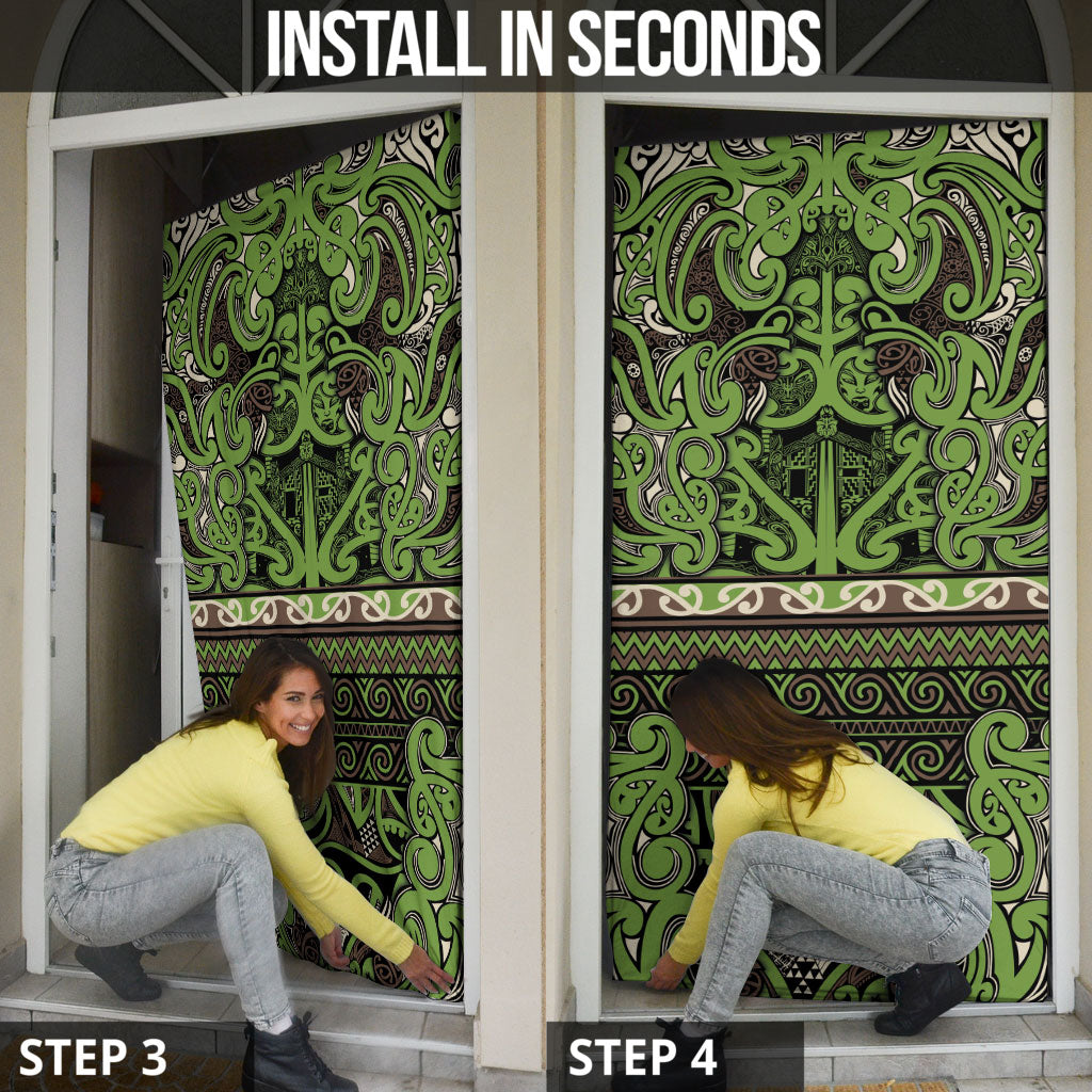 Aotearoa Iwi Ngati Raukawa Door Cover Maori Wharenui House Tribal Pattern LT9 - Polynesian Pride
