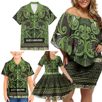 Aotearoa Iwi Ngati Raukawa Family Matching Off Shoulder Short Dress and Hawaiian Shirt Maori Wharenui House Tribal Pattern LT9 - Polynesian Pride